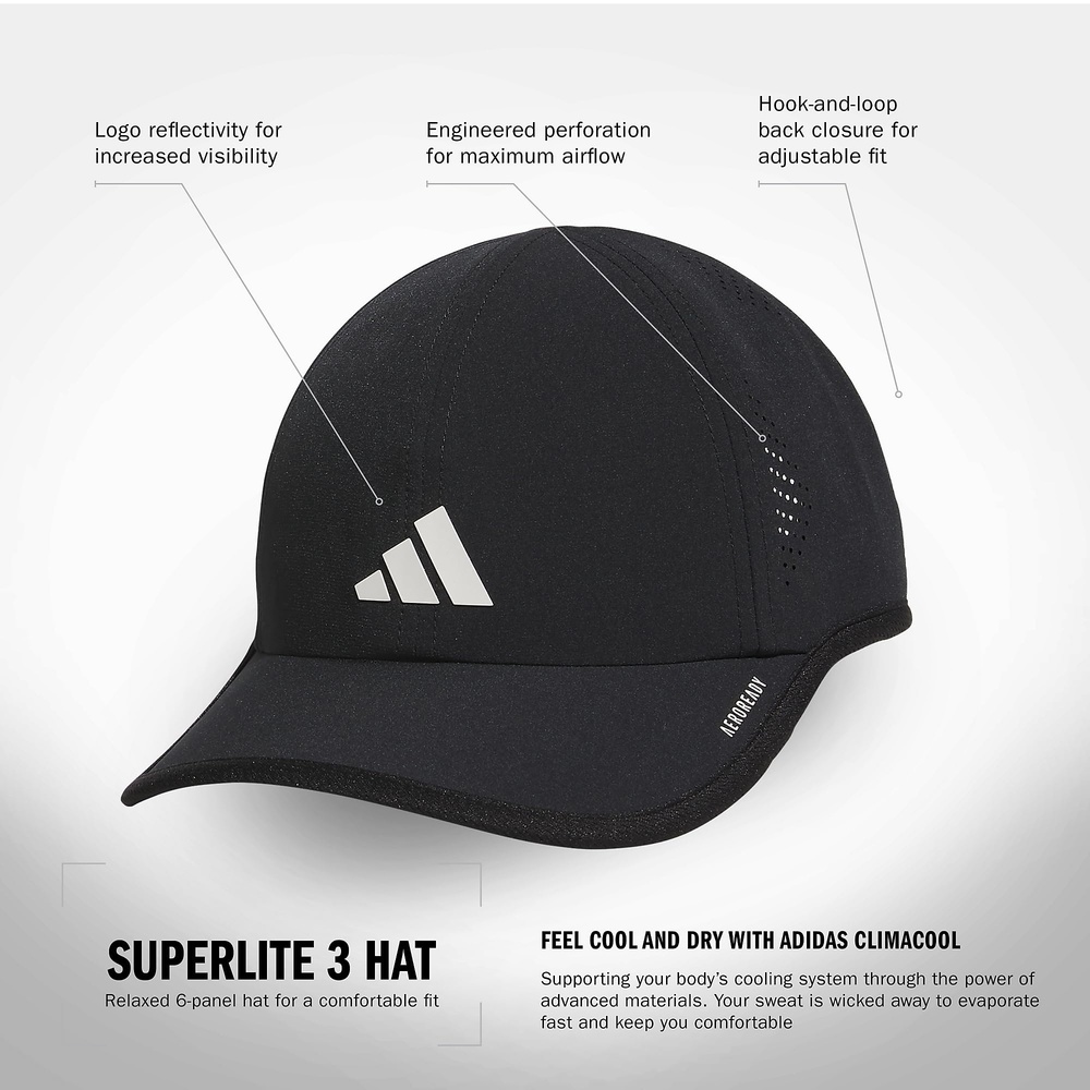 adidas Superlite 4 Hat | Black, White | Size OS - Picture 2 of 7
